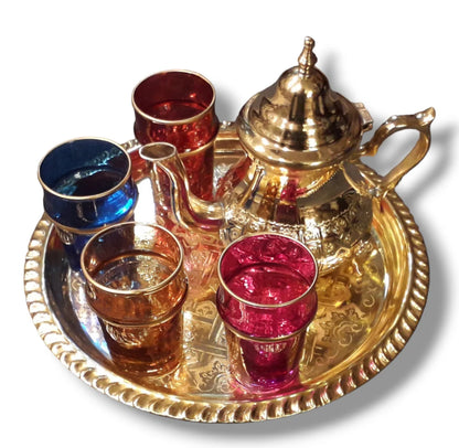 Exquisite Moroccan Tea Set: Elegance, Tradition Handcrafted Teapot Authentic, Tea Rituals Tea Set, Golden Teapot, Set of 4 Tea Cups