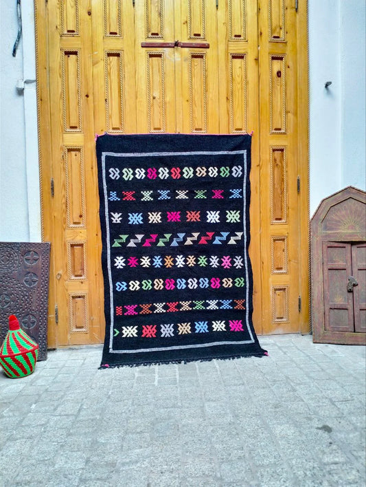Cactus Silk Rug, Moroccan Cactus Silk Kilim Handmade .Cactus Silk Rug ,Sabra Carpet Berber Authentic Azilal Area Rug. Colorful Rug