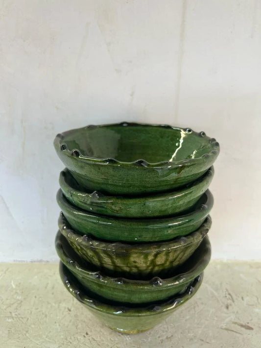 PROMOTION Set of 6 Moroccan Bowls of Tamegroute Green