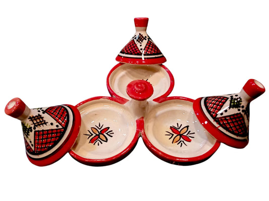 Set of 3 Handmade Moroccan Pottery Tagines for Spices and Sauces, Spice Jar Tagines, Small Gift Ideas