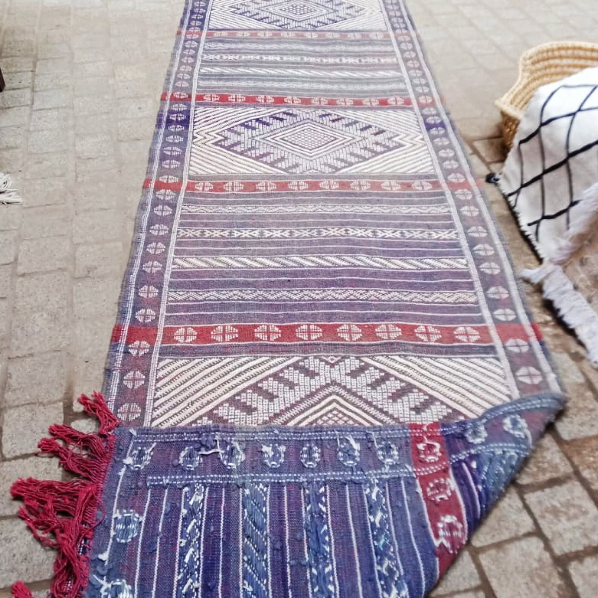 Cactus Silk Runner Rug 2×13 Ft. Moroccan Vintage Cactus Silk Kilim. Handmade Berber Rug. Authentic Azilal .Home Decor