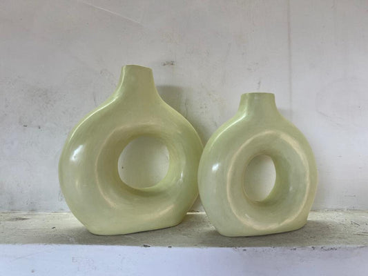 Pretty Stucco Home Deco Vase, Terracotta Vase Pistachio Color