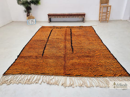 BURNT ORANGE RUG, Custom Made Moroccan Rug, Striped Beni Mrirt Rug, High Quality Berber Carpet, Handmade Mrirt Area Rug, Tufted Shag Rug.
