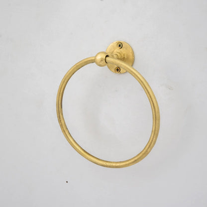 Unlacquered Brass Wall-Mounted Towel Ring Holder, Face Towel Hanger