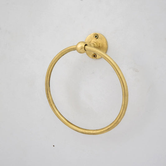 Unlacquered Brass Wall-Mounted Towel Ring Holder, Face Towel Hanger