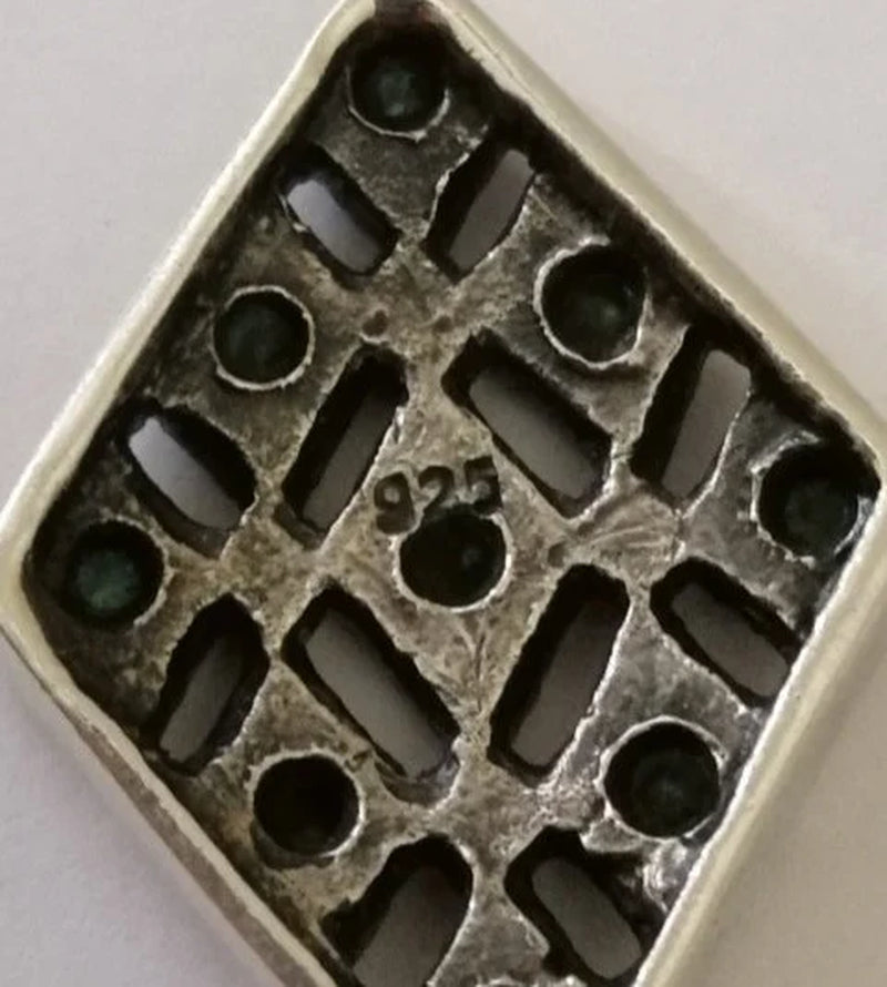 Silver and Green Chrysoprase Diamond Pendant