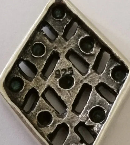 Silver and Green Chrysoprase Diamond Pendant
