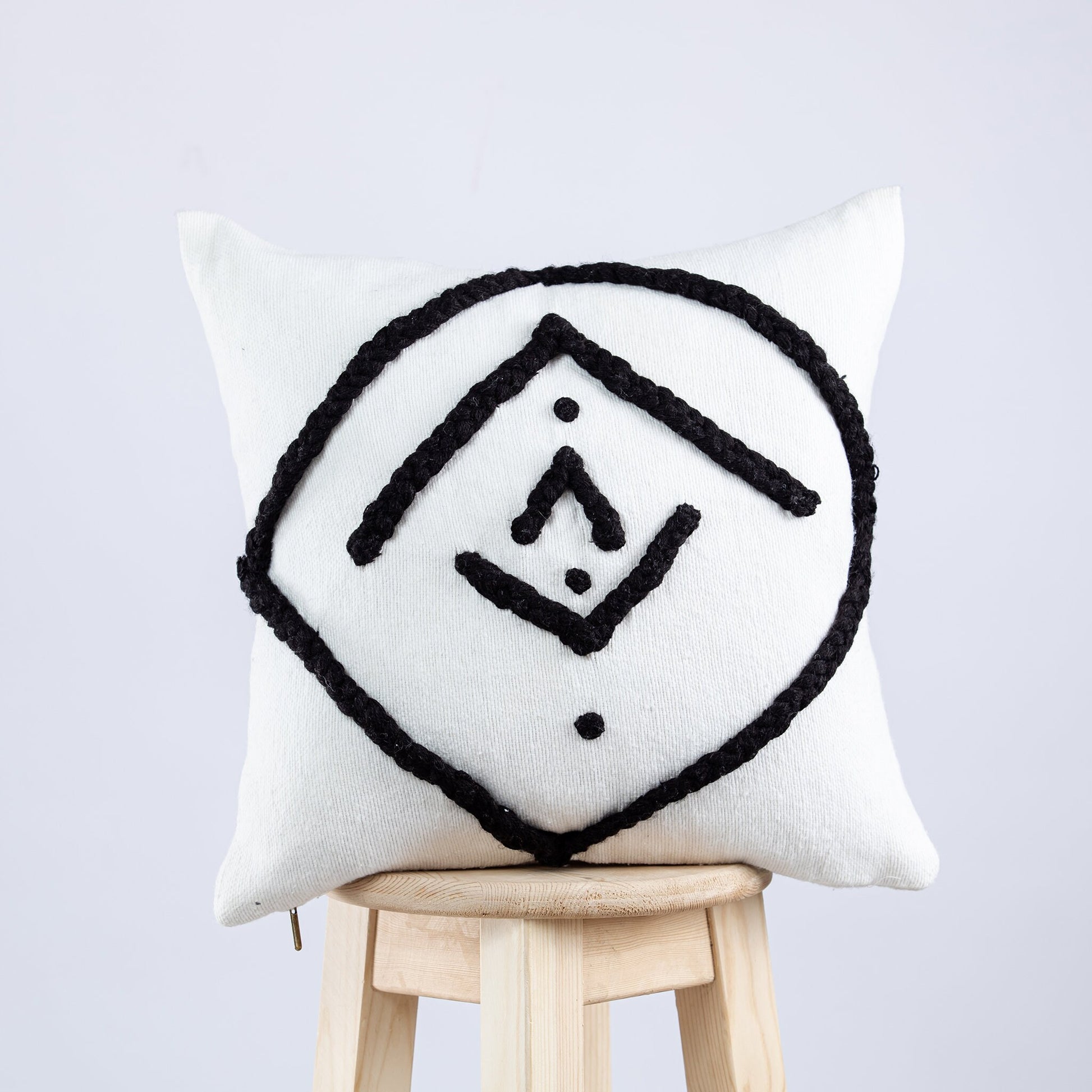 White and Black Moroccan Decorative Pillow - Handmade Pillow -Livingroom Pillow - Bedroom Pillow - Custom Pillow