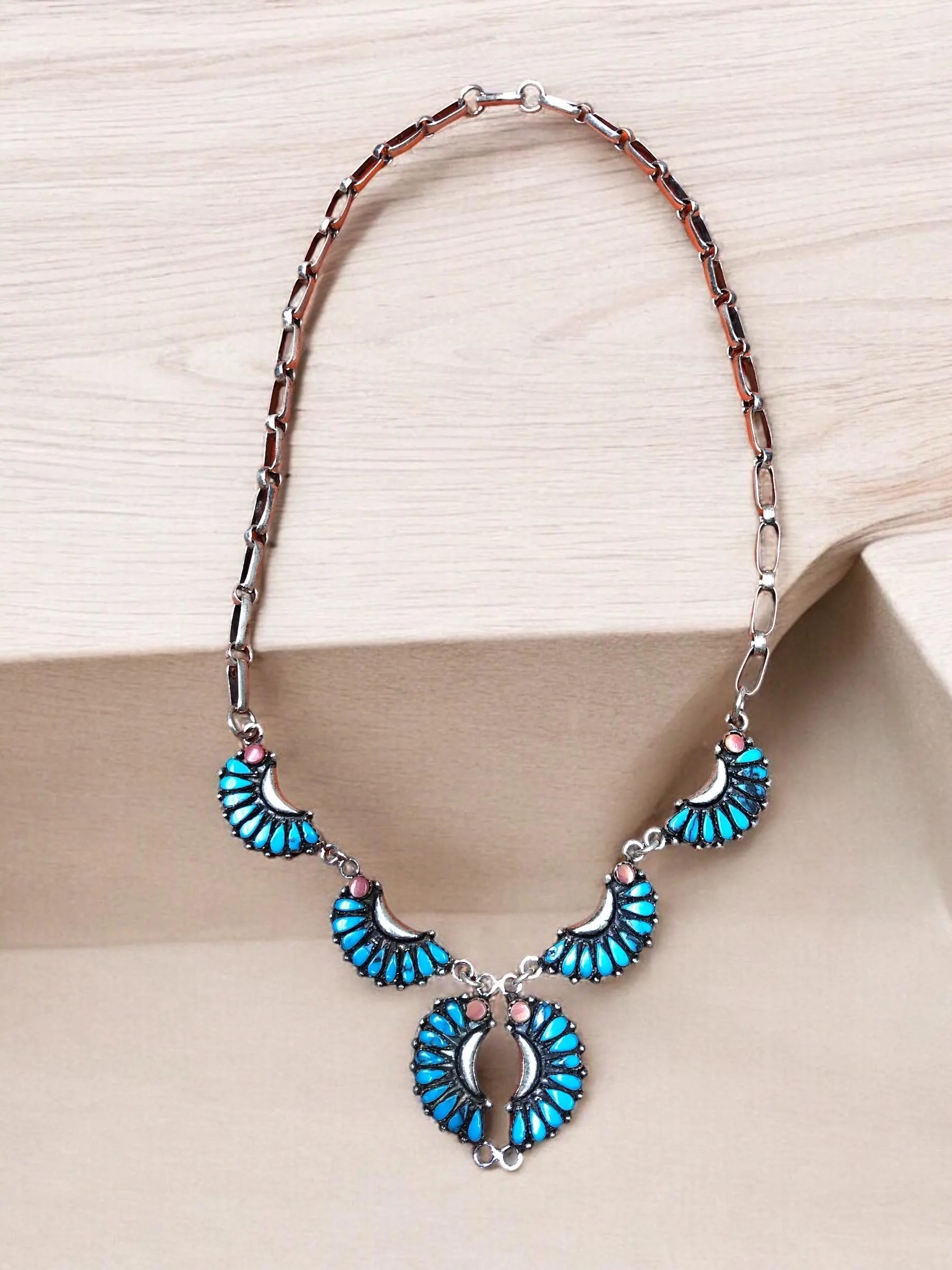 Tuareg Ring, Vintage Jewelry, 925 Silver Necklace with Turquoise Pearl