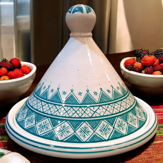 Handmade White Ceramic Tagine for Serving – Elegant Moroccan Dishware Moroccan Cultural Gift
