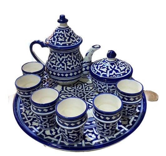 Moroccan Ceramic Tea Service, Handmade and Hand Painted. Moroccan Ceramic Tea Set Handmade and Hand Painted. Tea Sets. Ceramics