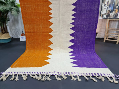 FLAT MOROCCAN RUG, Custom Made Kilim Rug, Handmade Area Rug, Mauve & Brown Zanafi Rug, Authentic Berber Carpet, Colored Rug for Dining Room.
