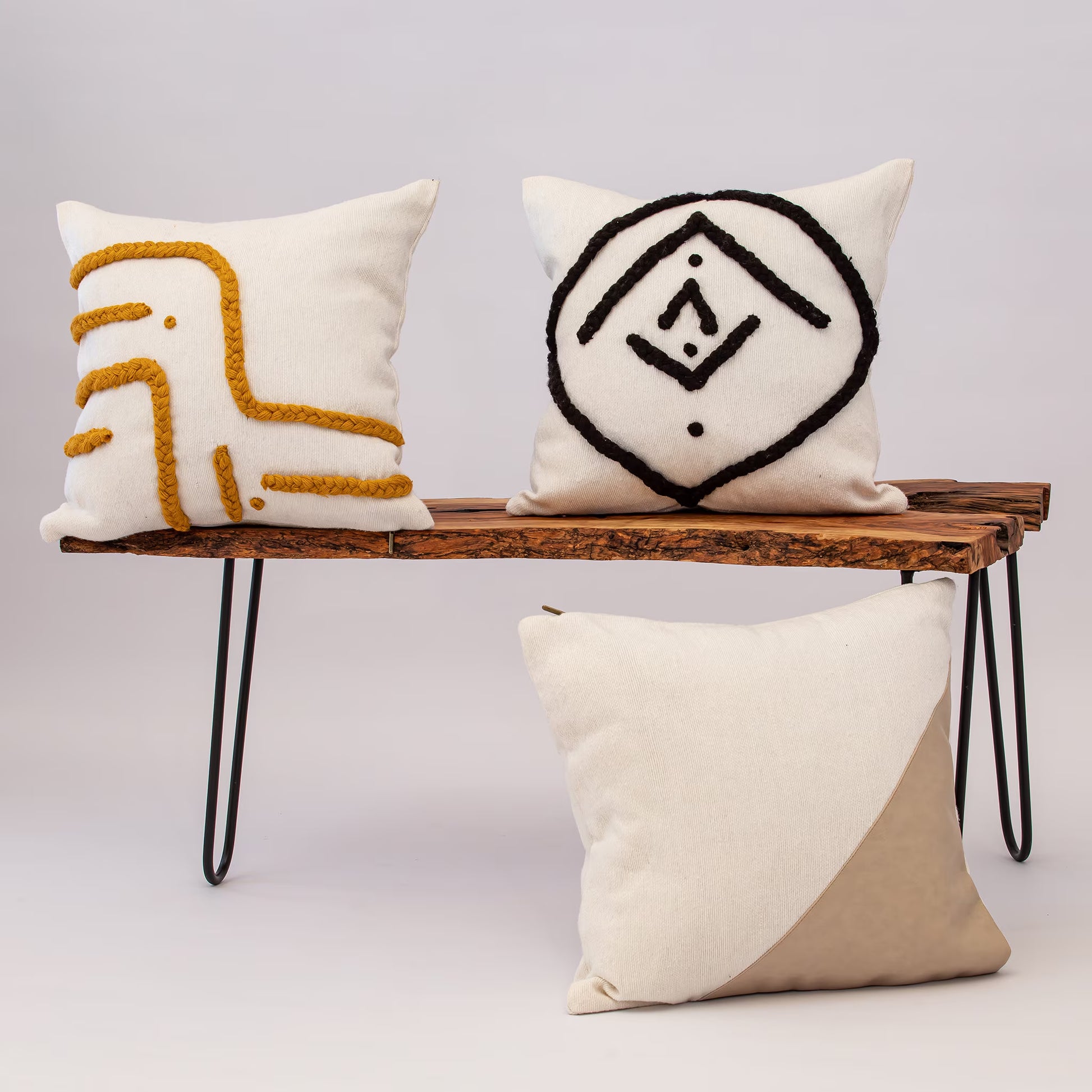 White and Moutarde Pillow - Handmade Pillow - Moroccan Pillow-Livingroom Pillow - Bedroom Pillow - Custom Pillow