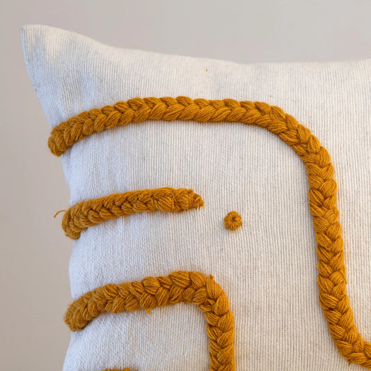 White and Moutarde Pillow - Handmade Pillow - Moroccan Pillow-Livingroom Pillow - Bedroom Pillow - Custom Pillow