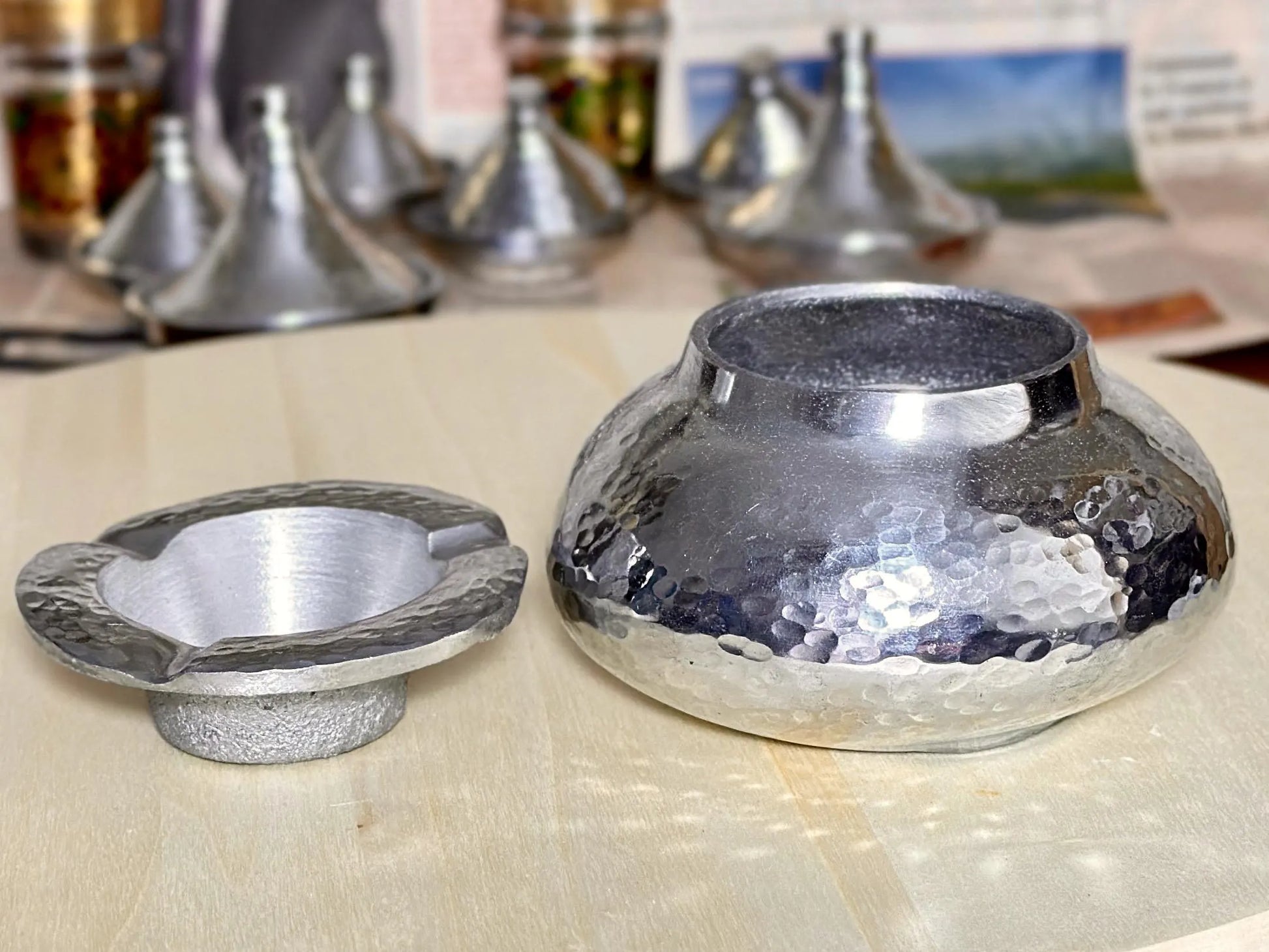 Handmade Moroccan Hammered Metal Ashtray – Decorative Silver Ashtray – Small and Large Sizes Available – Moroccan Home Decor