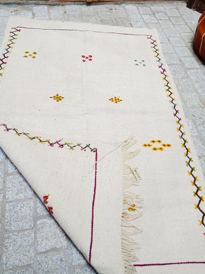 Moroccan Akhnif Rug 3×5 Ft . Moroccan Berber Kilim, Handmade Wool Rug. Large Berber Rug, Area Rug