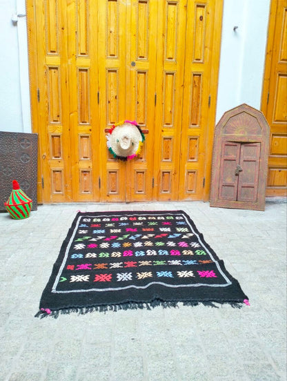 Cactus Silk Rug, Moroccan Cactus Silk Kilim Handmade .Cactus Silk Rug ,Sabra Carpet Berber Authentic Azilal Area Rug. Colorful Rug