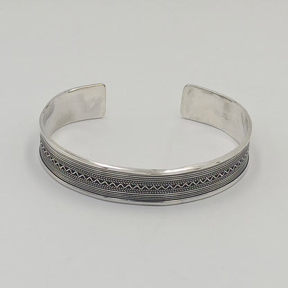 Bangle Bracelet 925 Sterling Silver Open Charm, Fine Jewelry Cuff Bracelet, Bracelet Decorated with Silver Wires, Handmade in Tiznit Morocco