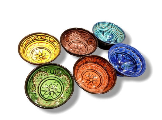 Set of 6 Ceramic Bowls Handcrafted, Artistic, Geometric Patterns, Vibrant Colors, Home Decor, Kitchen Accessories, Unique Tableware