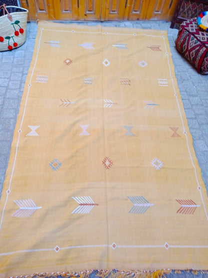 Vintage Cactus Silk Rug, Handmade Moroccan Sabra Cactus Rug, Berber Kilim Rug, Cactus Silk Rug .Authentic Azilal