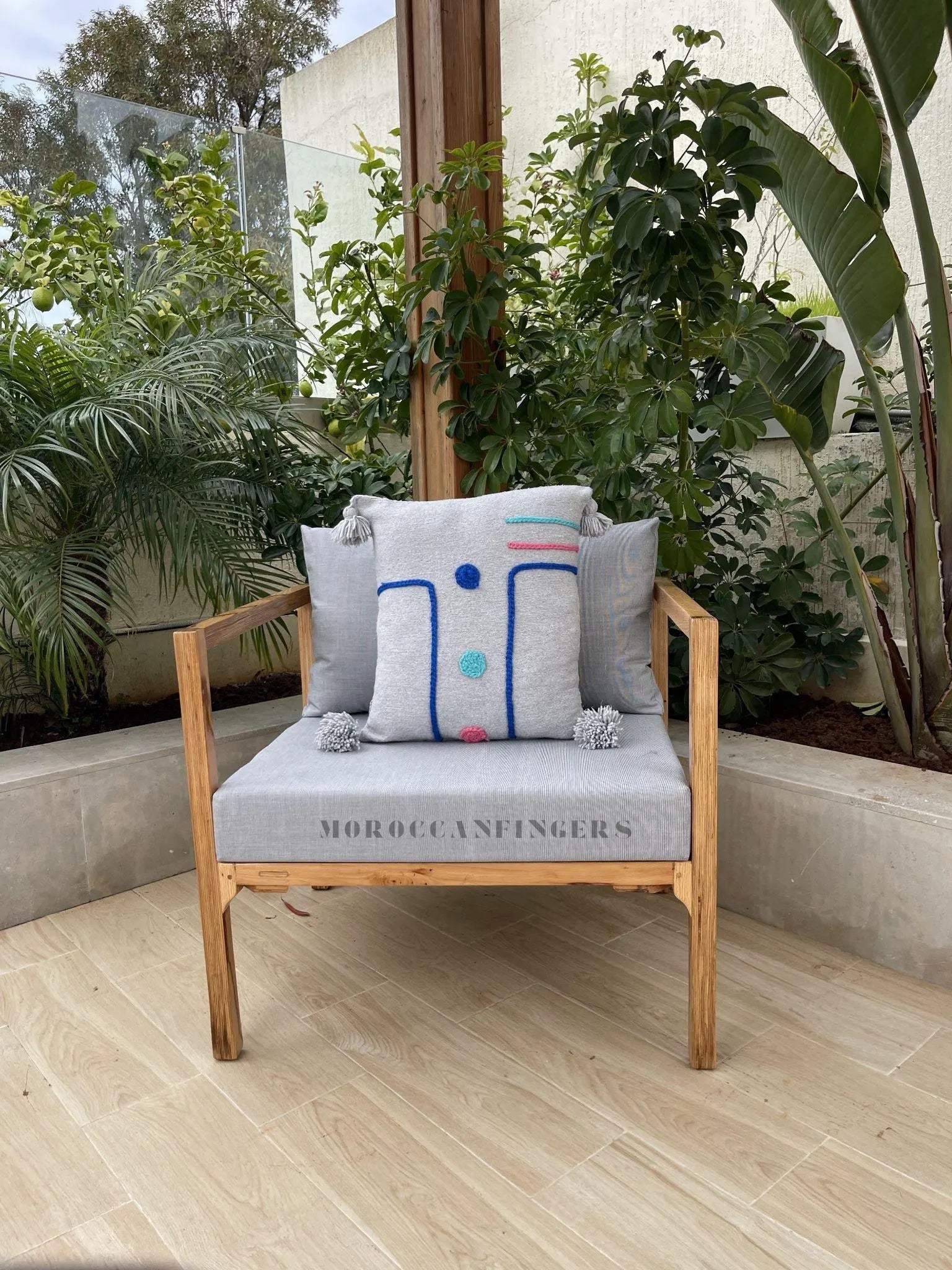 Geometric Pillow Covers 18X18 – Set of 2 Modern Handwoven Cushions, Recycled Cotton, Handmade in Morocco
