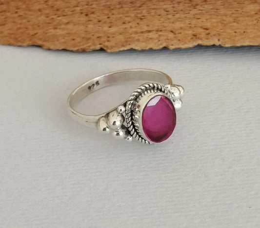 Pink Garnet and Sterling Silver Ring