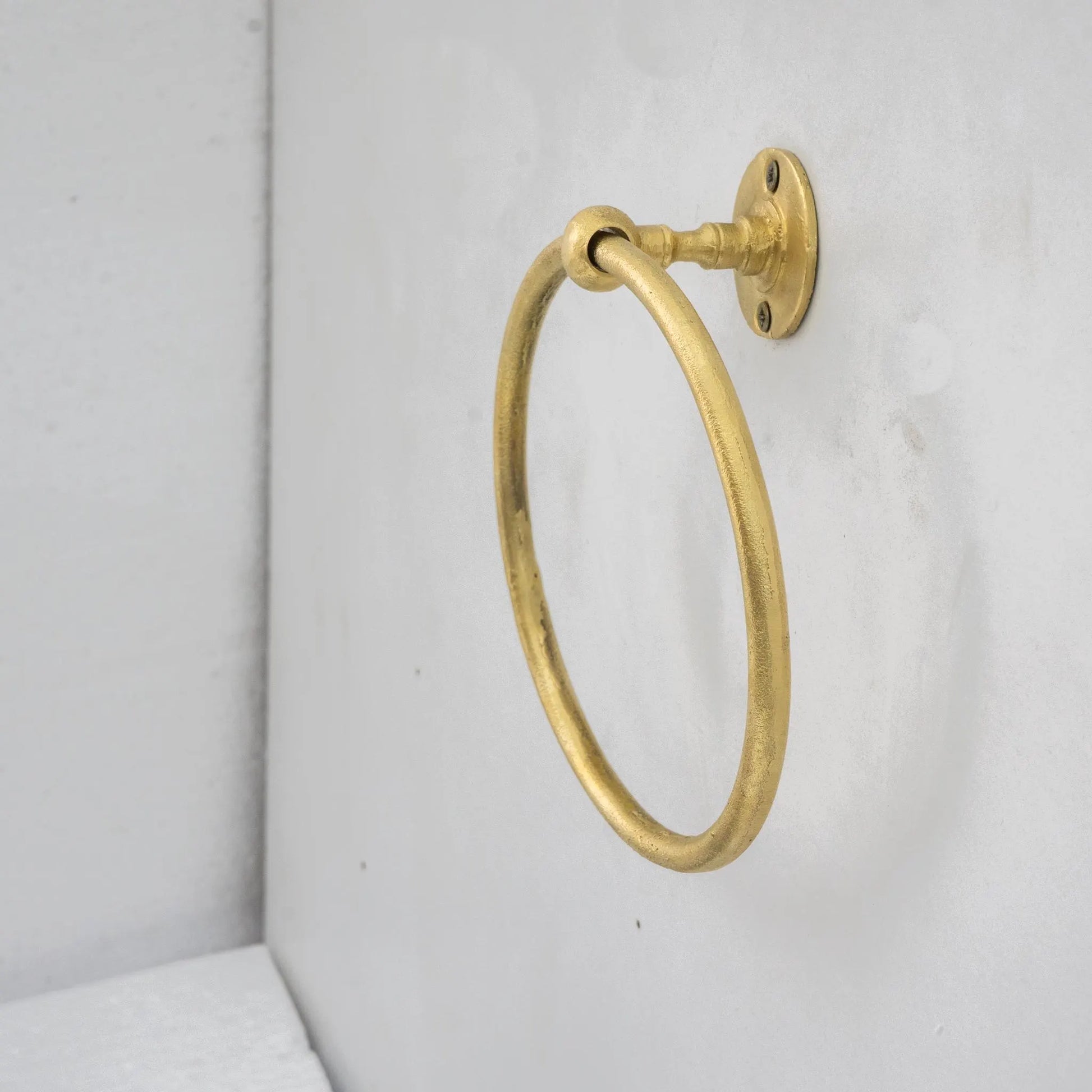 Unlacquered Brass Wall-Mounted Towel Ring Holder, Face Towel Hanger