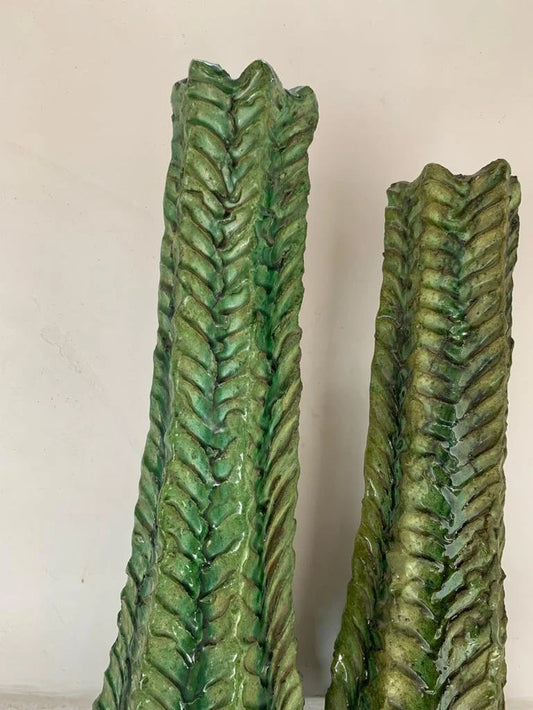 Natural Candle Holder, Green Candles Terracotta