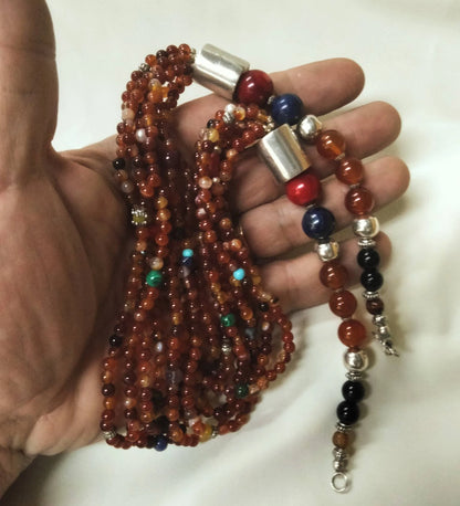 Morocco - Beautiful Multi-Strand Gemstone Necklace, Berber Necklace, Ethnic, Evening Necklace, Agate Necklace, Boho Necklace.