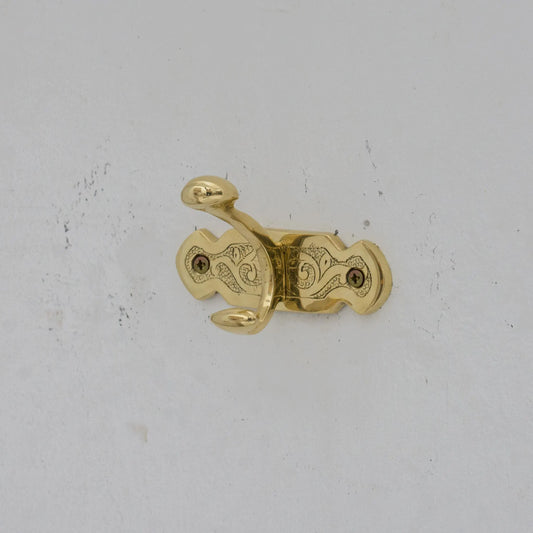 Handcrafted Single Hook, Engraved Wall Hook, Brass Coat Hook, Clothes Hooks