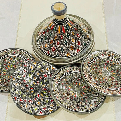 Set of Tagine and Plate Collection, Handmade Plates &Dining Essentials, Handcrafted Ceramic Tagine, Unique Plates, Tableware, Moroccan Flair