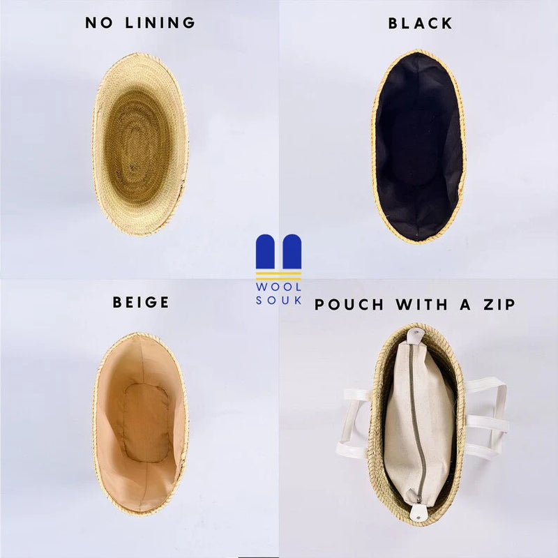 LINED round Bag with Zip Closure - Crossbody Bag with 3 Pockets - Bag for Everyday Use - Beach Bag