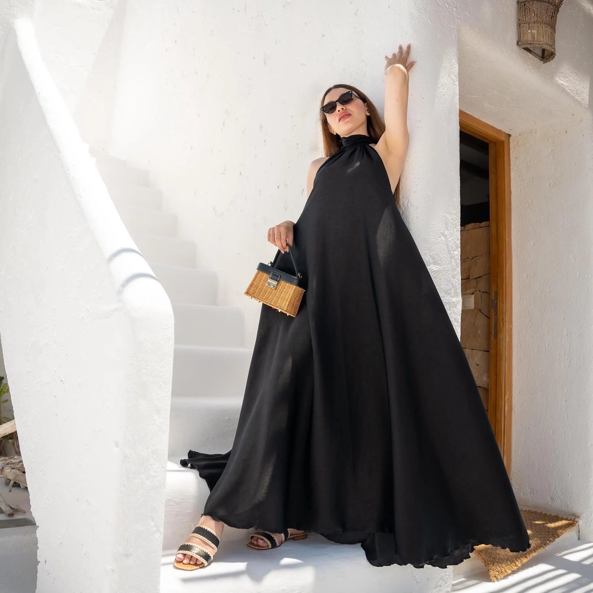 Maxi Black Dress, Women Dress, Handmade Dress, Resortwear, Night Out Dress, Wedding Dress