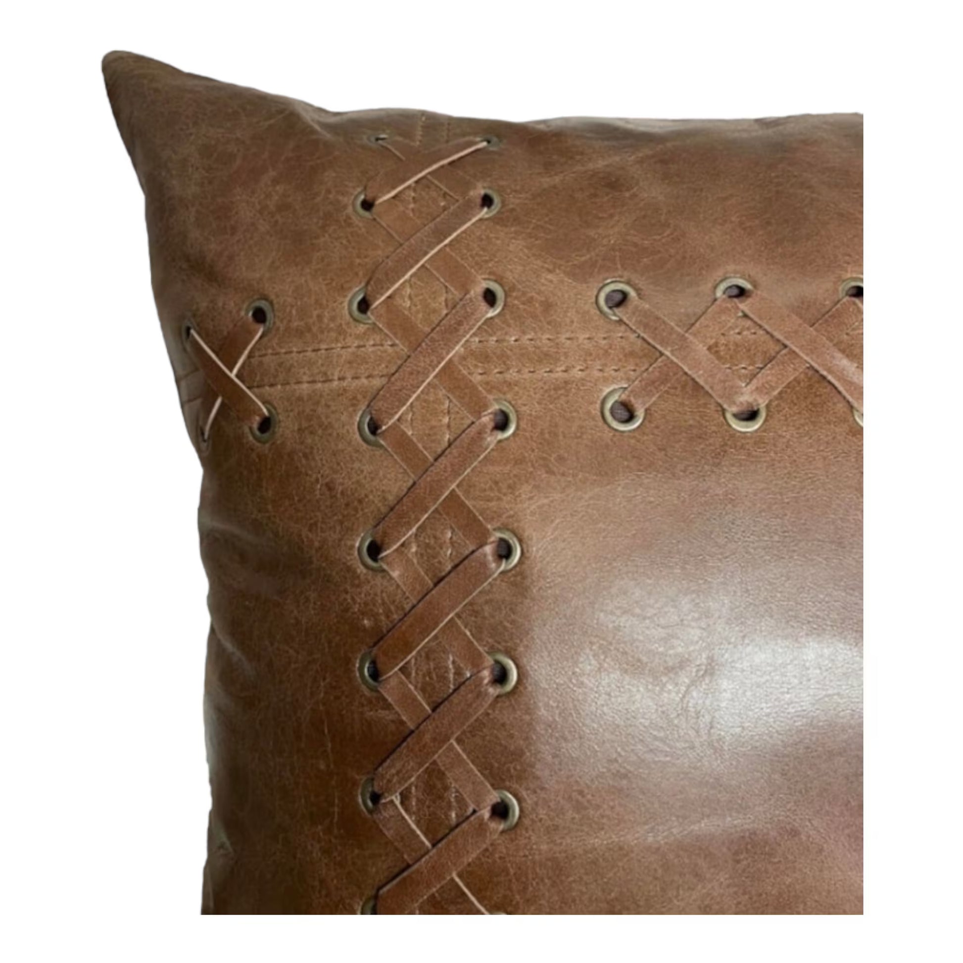 Rectangular Leather Pillow Cover, Decorative Brown Leather Pillow Case, Brown Leather Cushion ,Handmade Leather Throw Pillow Cover.