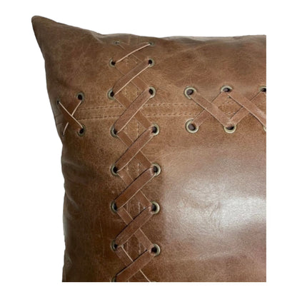 Rectangular Leather Pillow Cover, Decorative Brown Leather Pillow Case, Brown Leather Cushion ,Handmade Leather Throw Pillow Cover.