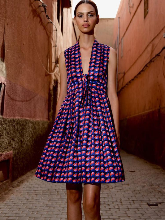 Alexia’S Short Dress - Blue & Pink