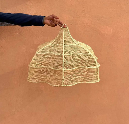 Raffia Pendant Light , Wicker Ceiling Light Shade Round-Shaped for Indoor and Outdoor Usage, Hanging Cone Wicker Pendant Light