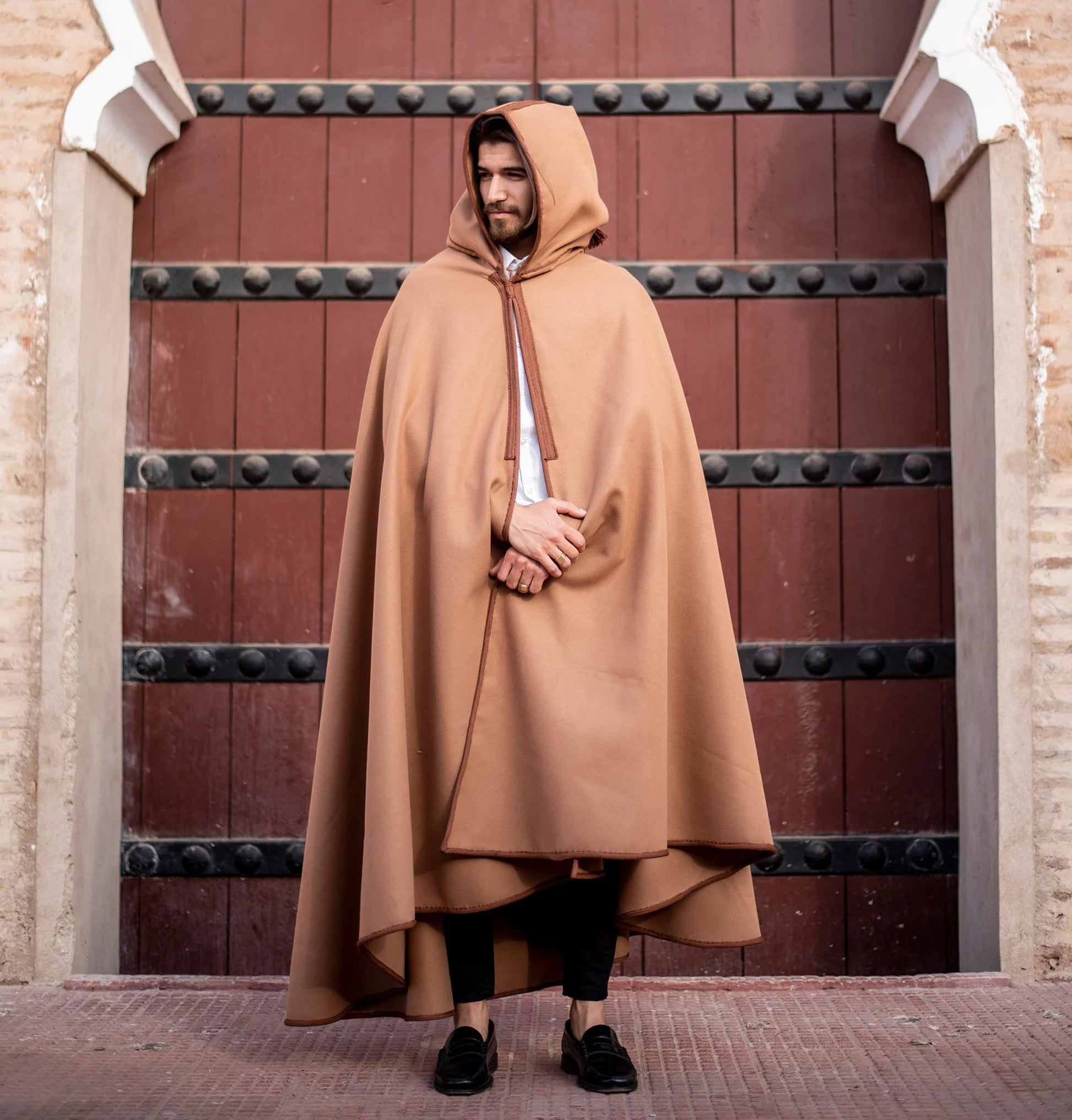Moroccan Handmade Cape _ Luxury Warm Winter Cape _ Hooded Long Overcoat_ Poncho Coat (Silham) Burnous_Warm Black Cape