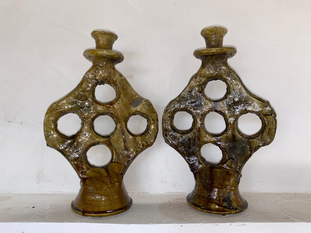 Yellow Terracotta Candle Holders