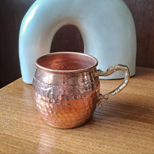Handmade Hammered Copper Mug with Brass Handle – Moroccan Mule Cup – Vintage Drinkware – Artisanal Copper Cup for Kitchen or Bar