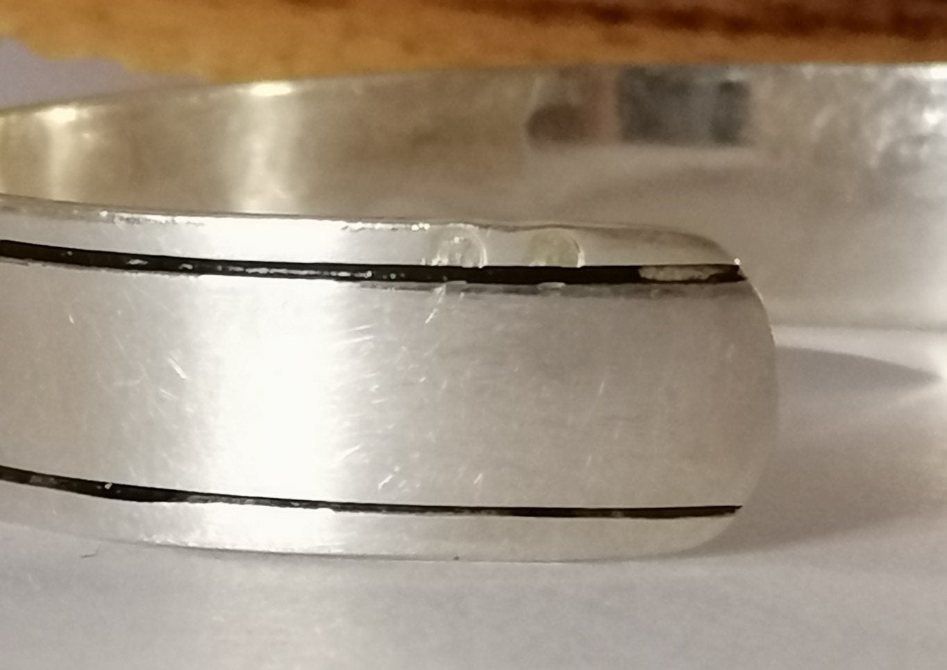 Modern Moroccan Silver Cuff - Black Edge