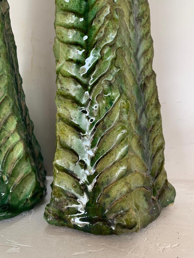 Natural Candle Holder, Green Candles Terracotta