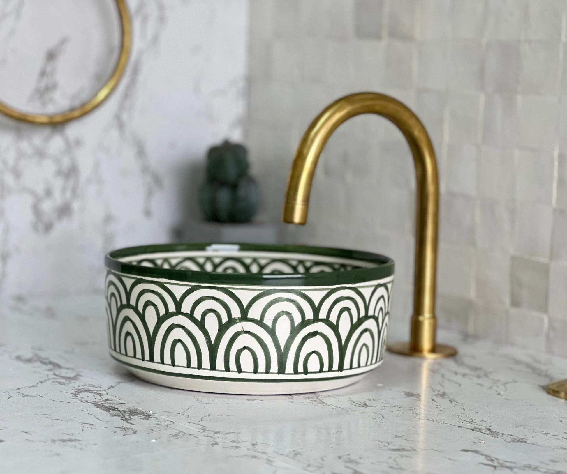 Antique Wash Basin, Vessel Sink, Bathroom Basin, Sink Bowl, Moroccan Handmade Ceramic Basin, Free Gift INCLUDED