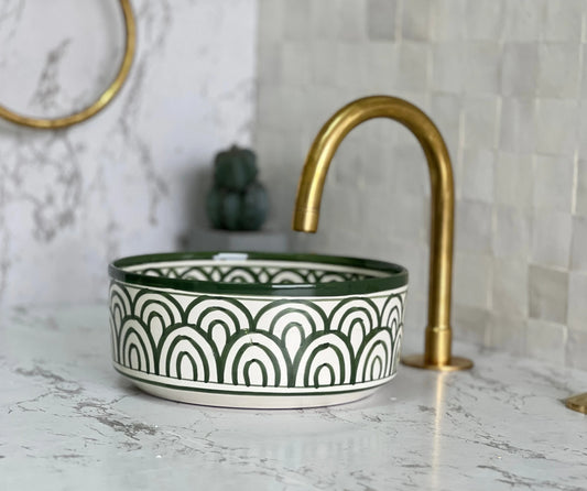 Antique Wash Basin, Vessel Sink, Bathroom Basin, Sink Bowl, Moroccan Handmade Ceramic Basin, Free Gift INCLUDED