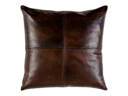 Handmade Dark Brown Genuine Lambskin Leather Pillow Cover. Sofa Cushion Case. Boho Decor. Brown Pillow Case. Square Leather Pillow Cover.