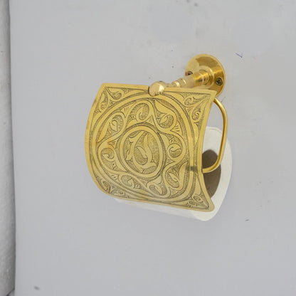 Solid Brass Toilet Paper Holder with Sliding Cover, Handcrafted Powder Room Roll Holder
