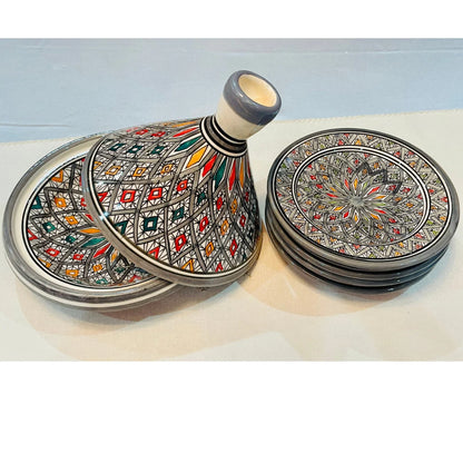 Set of Tagine and Plate Collection, Handmade Plates &Dining Essentials, Handcrafted Ceramic Tagine, Unique Plates, Tableware, Moroccan Flair