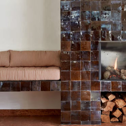 1 Square Foot Brown Moroccan Tile Handmade Square Fireplace Glazed Accent Tile Backsplash Bathroom Wall Tile Home Decor Morocco Tile