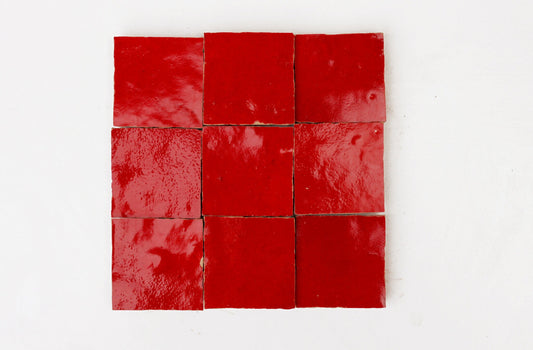 1 Square Foot Red Tile Moroccan Tile Square Handmade Tomato Backsplash Tile Bathroom Wall Tile Fireplace Bright Red Zellij Crimson Red Tiles
