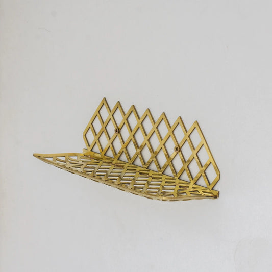 Unlacquered Brass Wall Shelf for Shower, Brass Floating Grid Shelf, Shower Draining Shelf